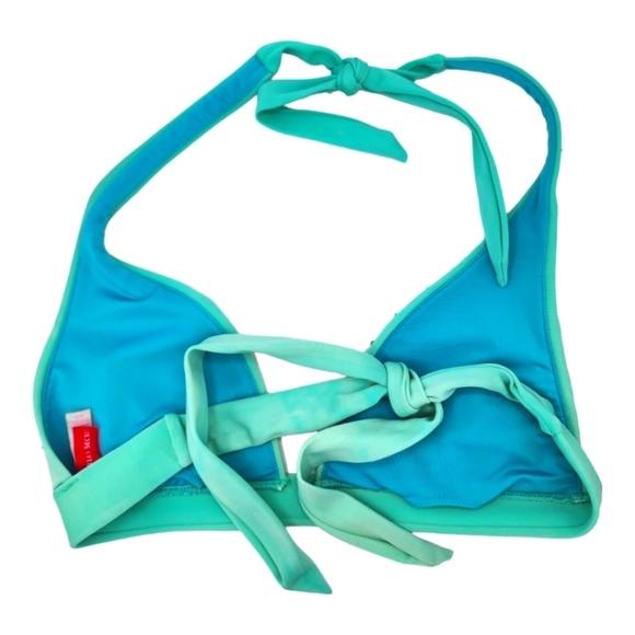 Victoria's Secret Halter Bikini Top Medium Blue Green Sparkled - Picture 2 of 4